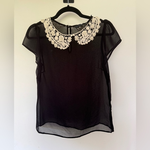Atmosphere Sheer Lace Collared Blouse - Picture 1 of 8